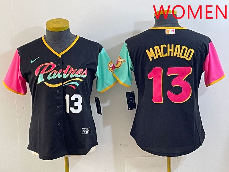 Women San Diego Padres 13 Machado Black City Edition 2025 Nike MLB Jersey style 4